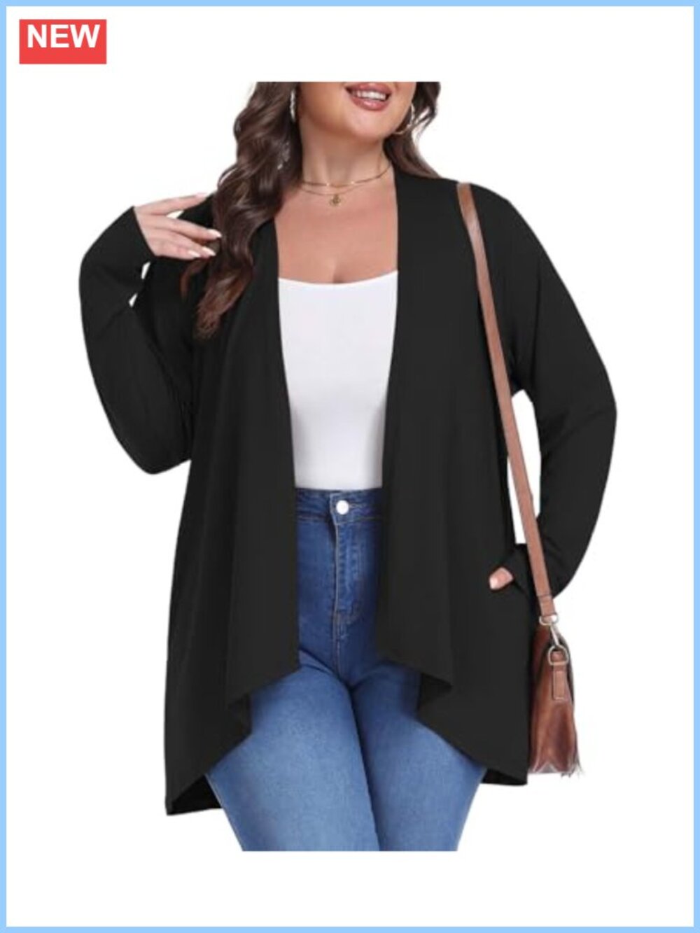 Lightweight Draped Open Front Plus Size Cardigan for Women
